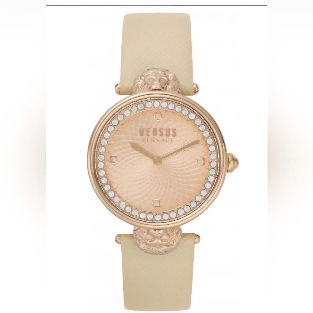 Versace Versus Ladies Watch. Rose gold, cream leather band. New, no box.
